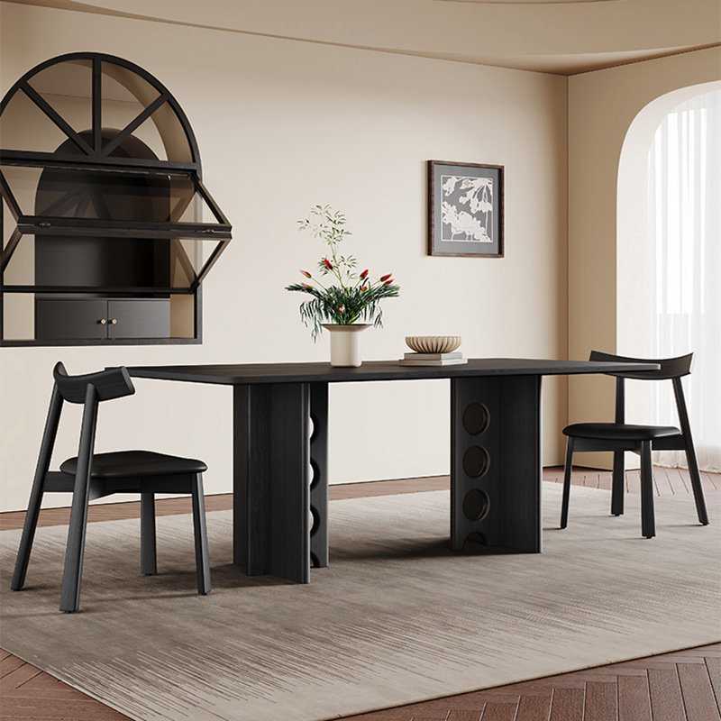 Vintage Black Walnut Solid Wood Dining Table