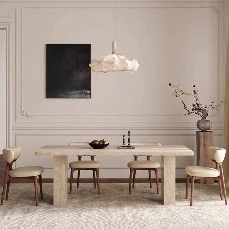 French Roman Travertine Sintered Stone Dining Table