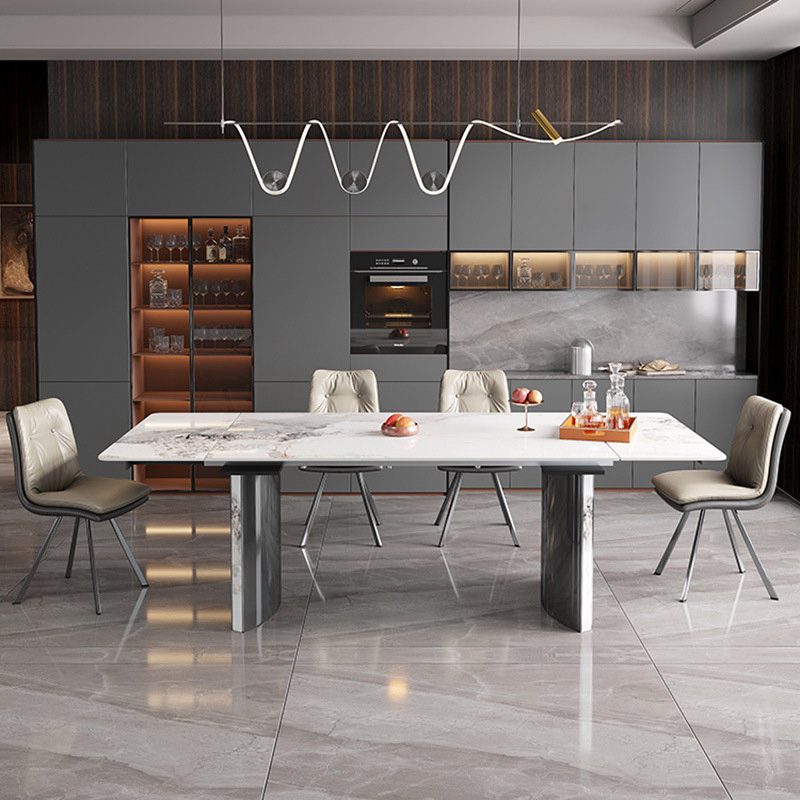 Italian Light-Luxury Extendable Sintered Stone Dining Set