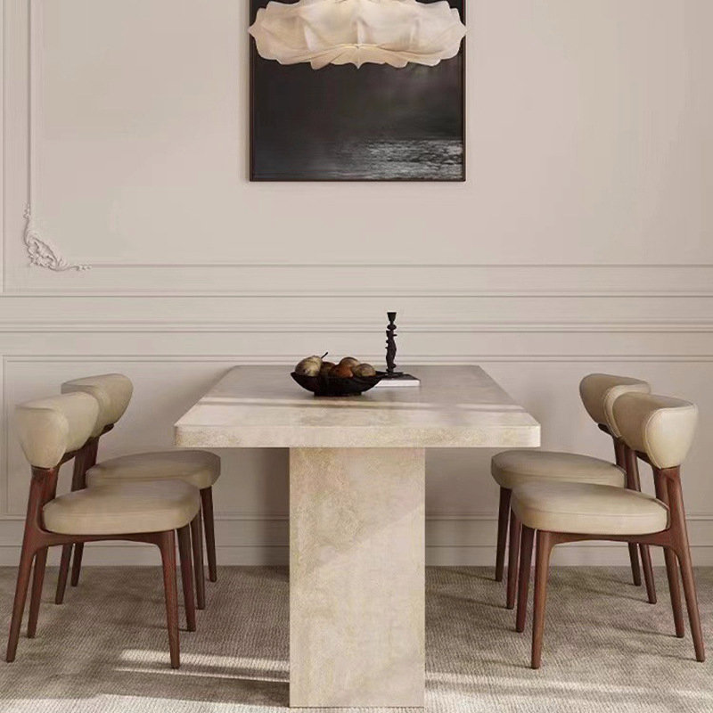 French Roman Travertine Sintered Stone Dining Table